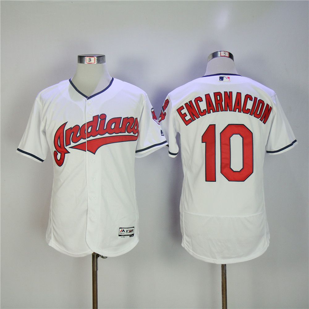 Men Cleveland Indians #10 Encarnacion White MLB Jerseys